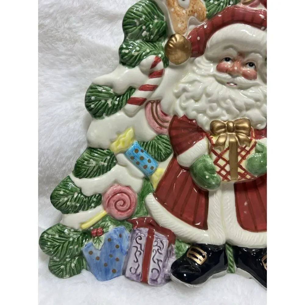 Fitz & Floyd 2D Santa Christmas Tree‎ Plate Gifts Home Decor